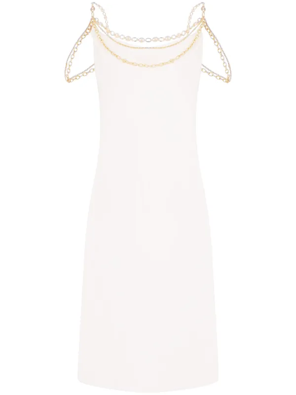 Rabanne Robe mi-longue à Bretelles En Chaîne Blanc FARFETCH TN