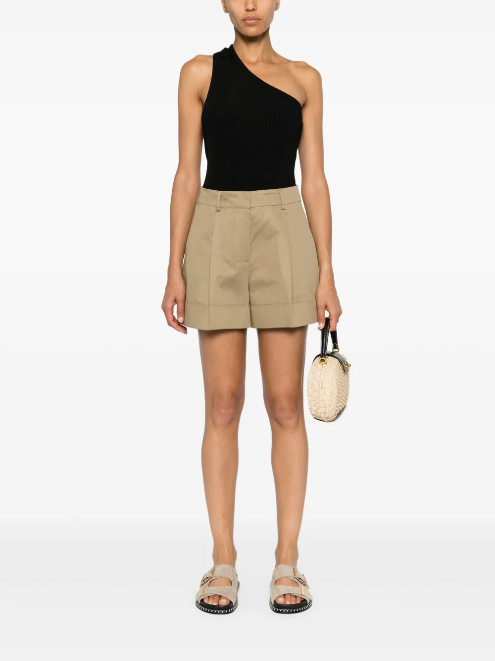 PT Torino pleat-detail wide-leg shorts - Bruin