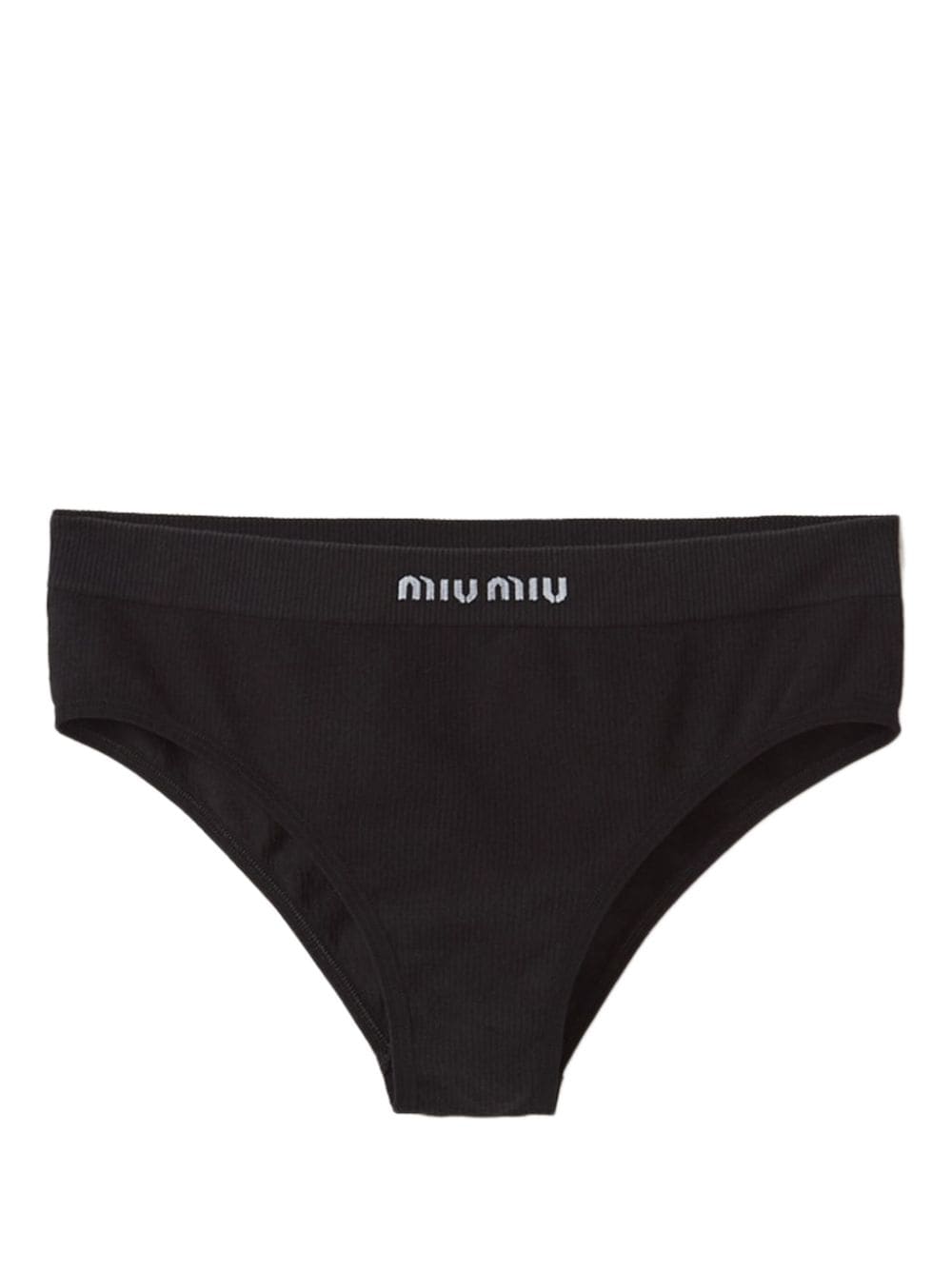 Miu Miu Logo-tab Jersey Briefs In F0009 Bianco