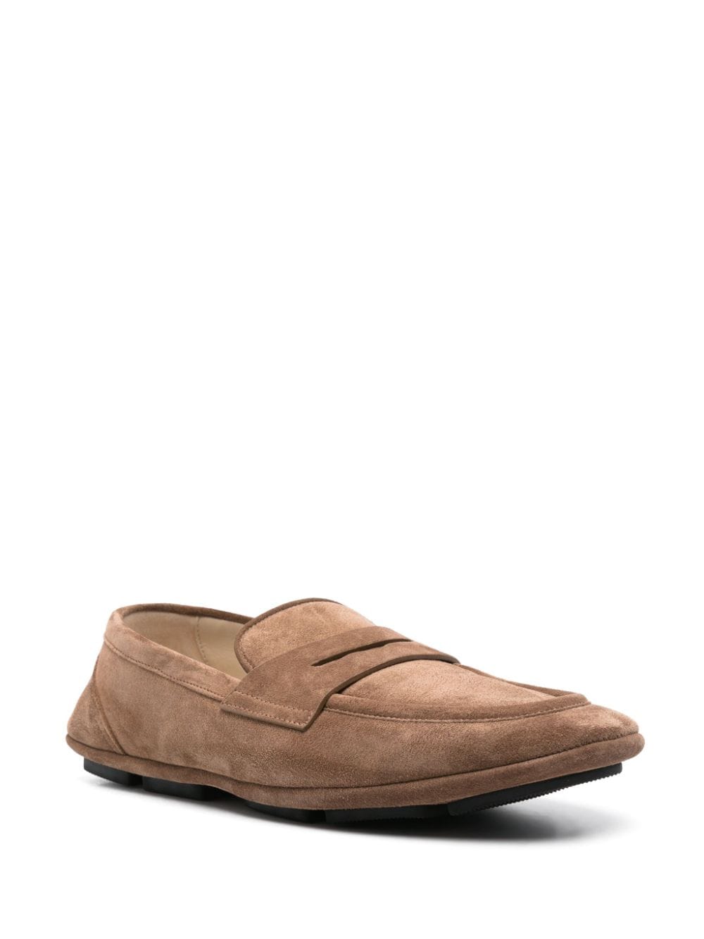 Shop Dolce & Gabbana Logo-plaque Suede Loafers In Brown