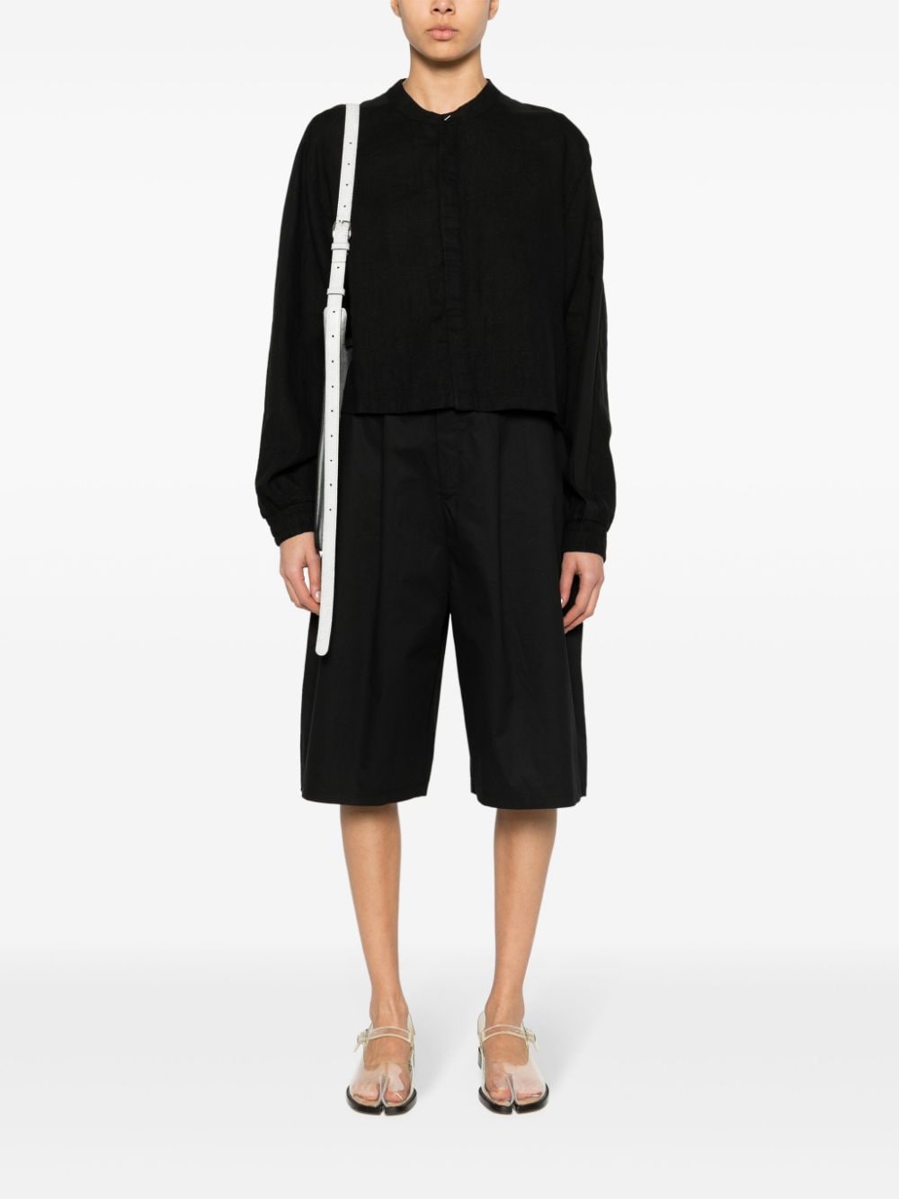 Shop Thom Krom Twill Pleated Shorts In Black