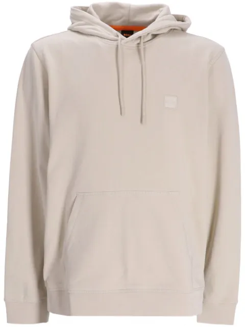 BOSS logo-appliqué cotton hoodie
