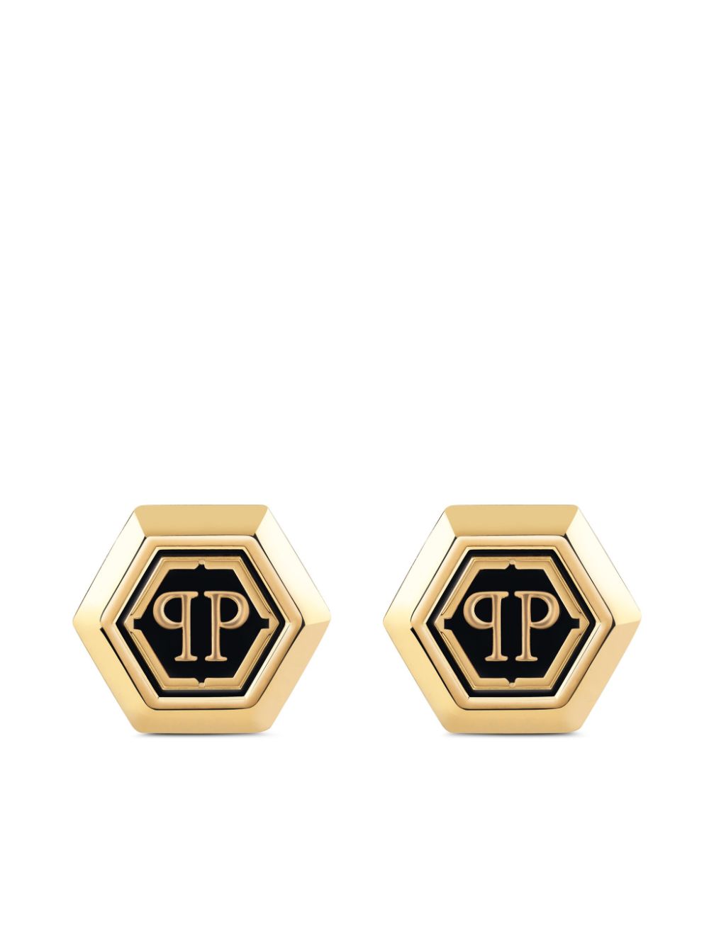 Philipp Plein Hexagon-pp Cufflinks In Gold