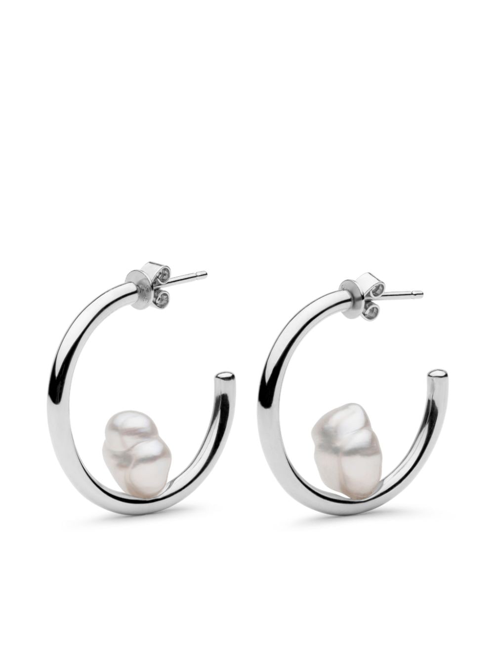 9kt white gold Camille pearl hoop earrings