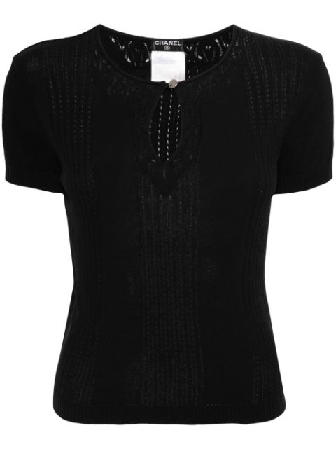 CHANEL 2002 pointelle-knit cotton top Women