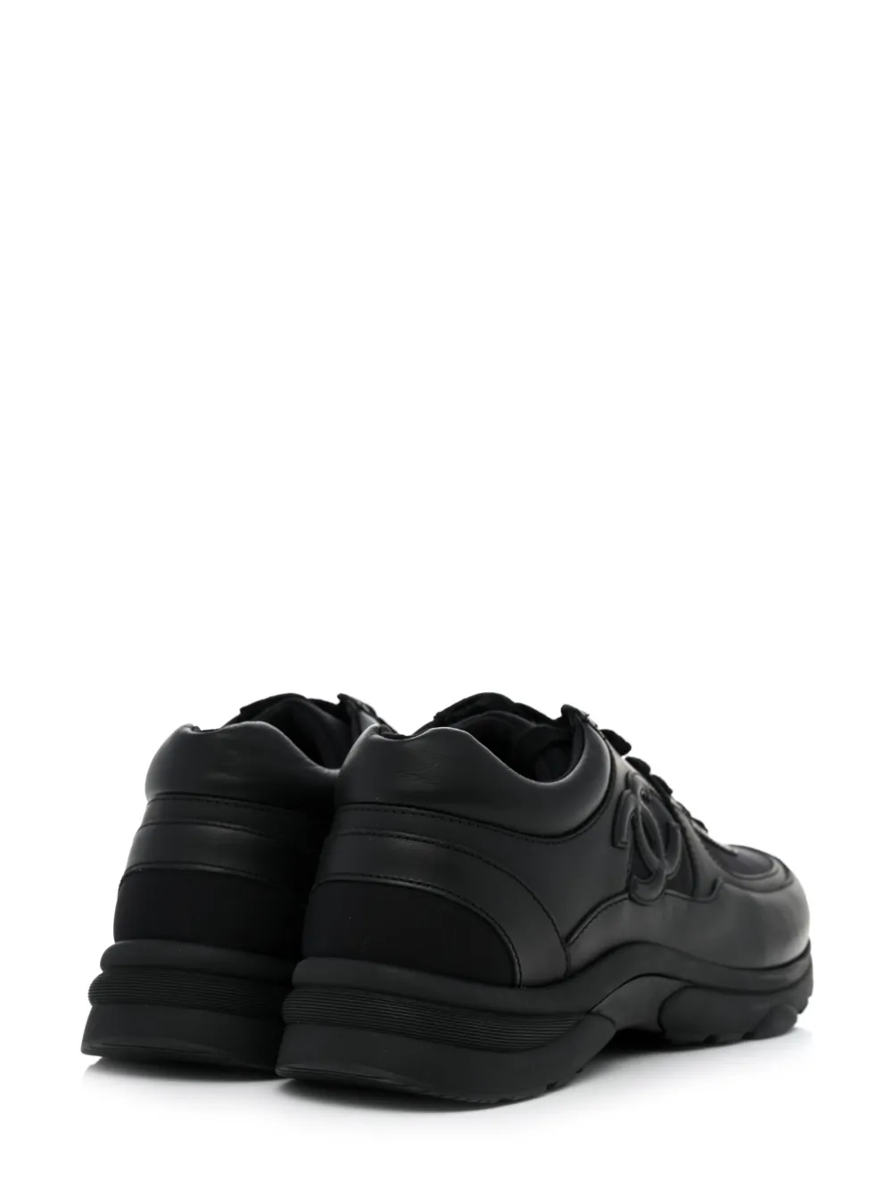 CHANEL Pre-owned Cc Panelled Leather Sneakers In Black