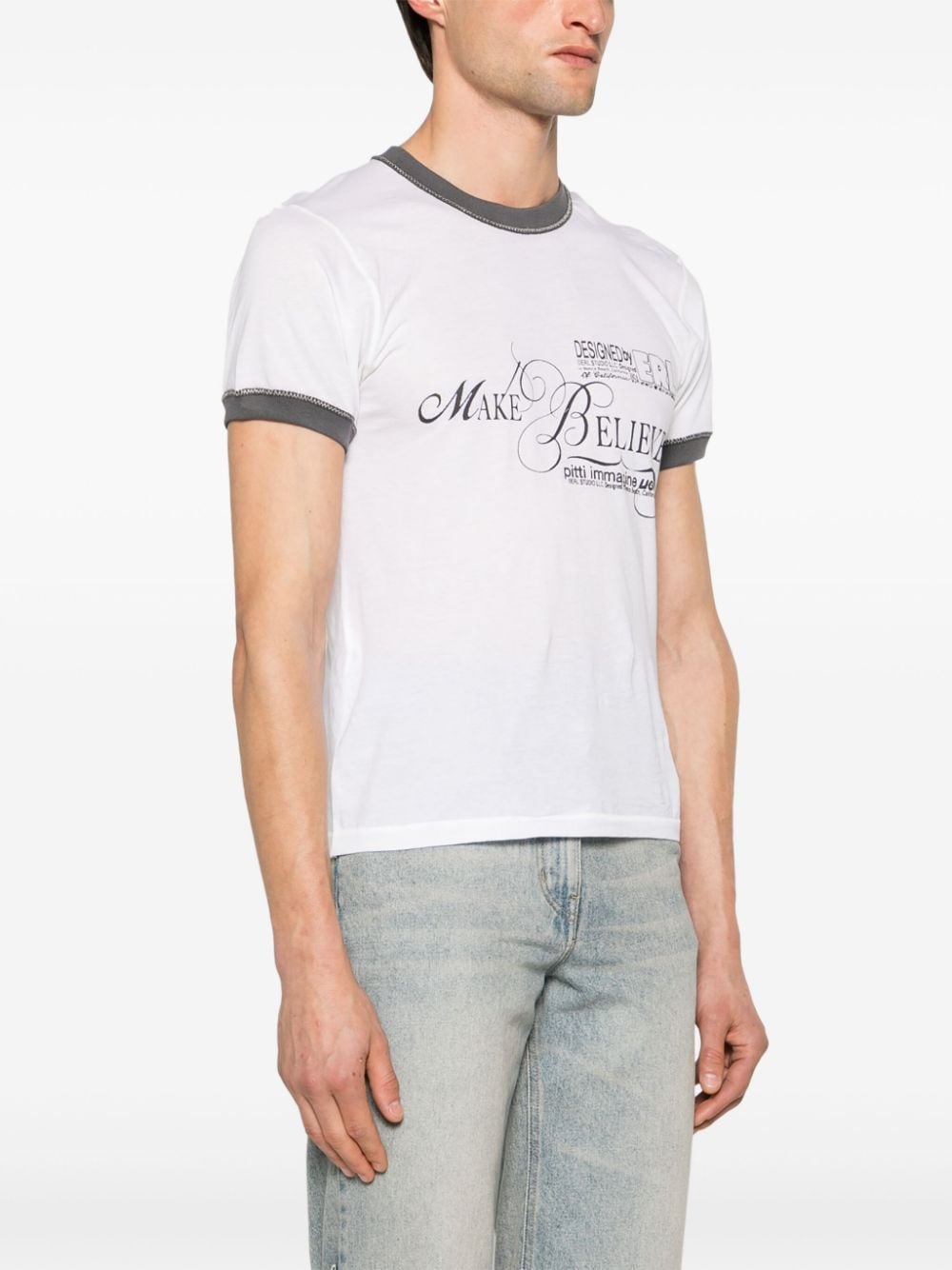 Shop Erl Slogan-print Cotton T-shirt In White