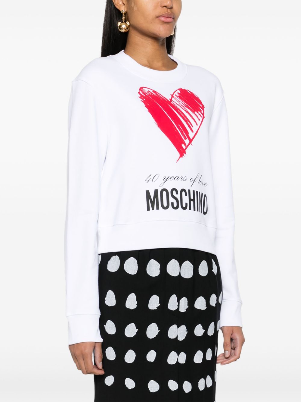 Shop Moschino Logo-print Cotton Sweatshirt In White