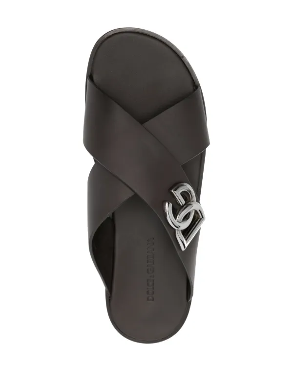Dolce & Gabbana DGロゴ サンダル ブラウン Dolce & Gabbana DGロゴ レザーサンダル | ブラウン | FARFETCH JP