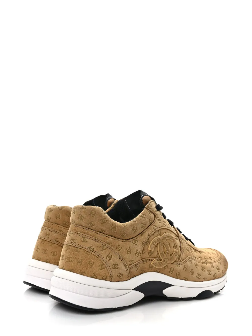 Pre-owned Chanel Cc Logo-debossed Panelled Sneakers In Brown