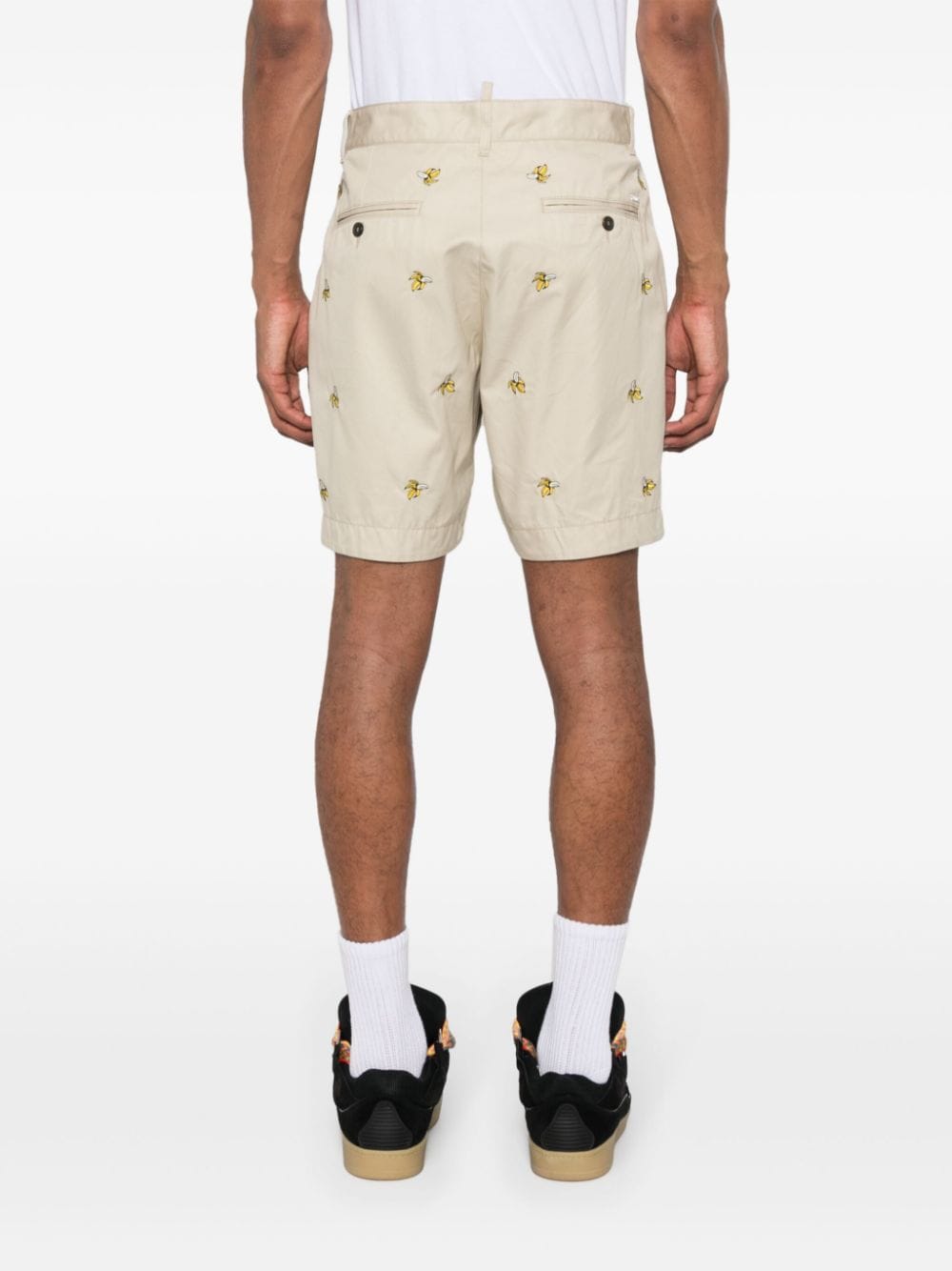 Shop Dsquared2 Banana-embroidered Bermuda Shorts In Neutrals
