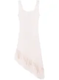 Rabanne asymmetric fringed linen midi dress - White