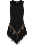 Rabanne beaded linen top - Black