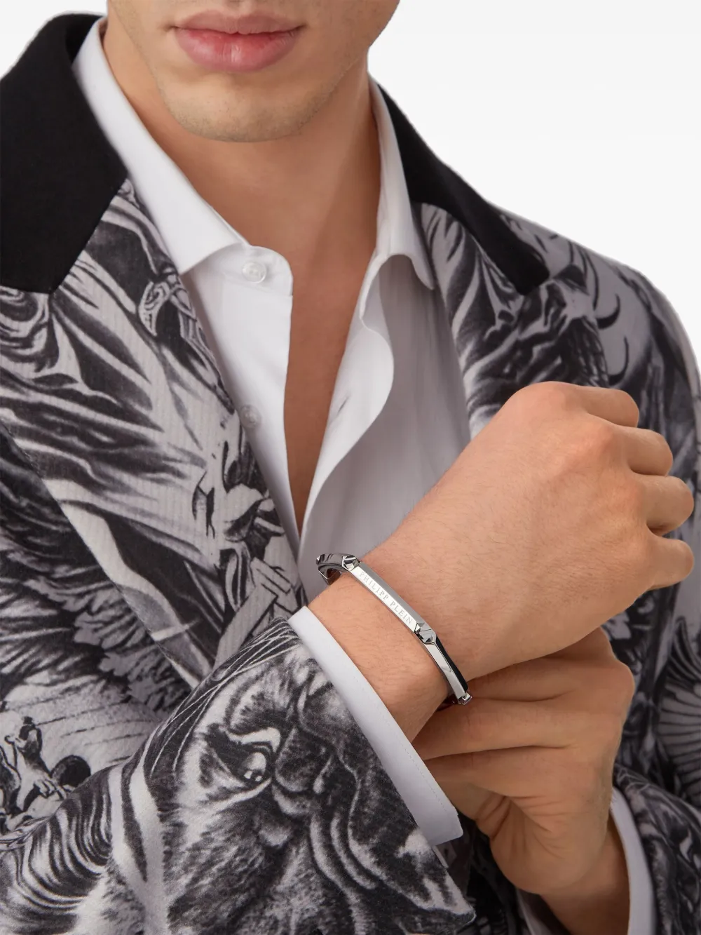 Philipp Plein The Plein Cuff Bangle Bracelet Man Bracelet Silver Size S Stainless Steel In Silver