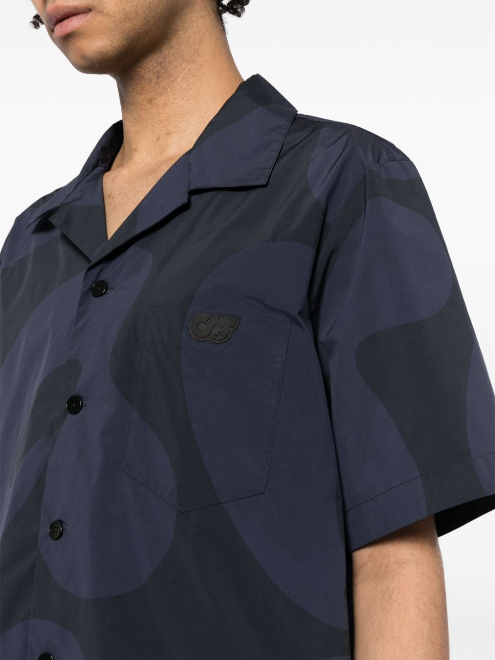 Shop Alpha Tauri Abstract-print Bowling Shirt In Blue