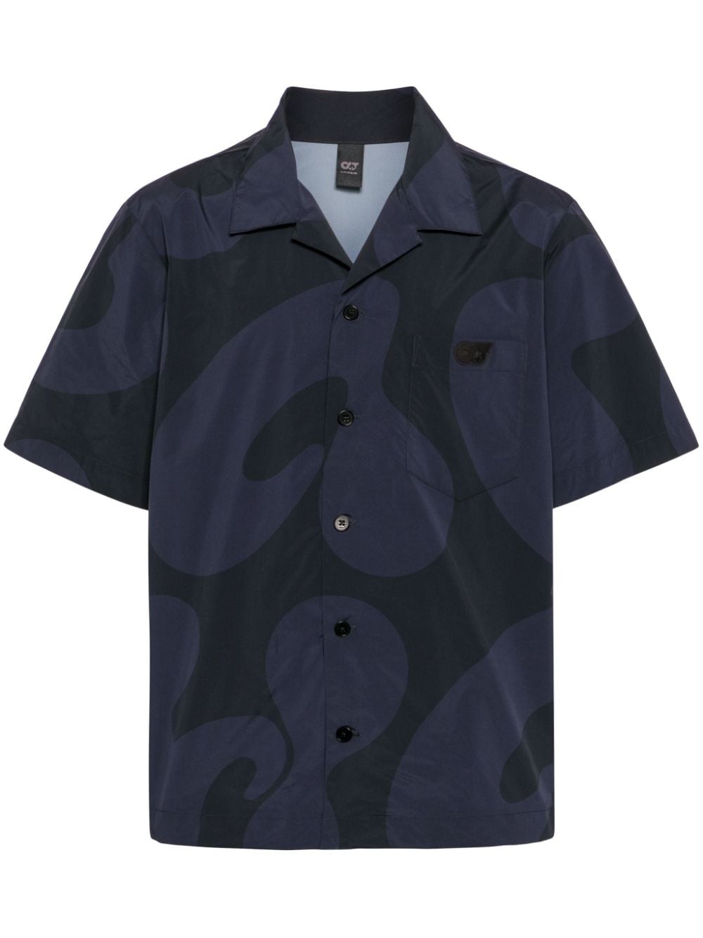 Alpha Tauri Abstract-print Bowling Shirt In Blue