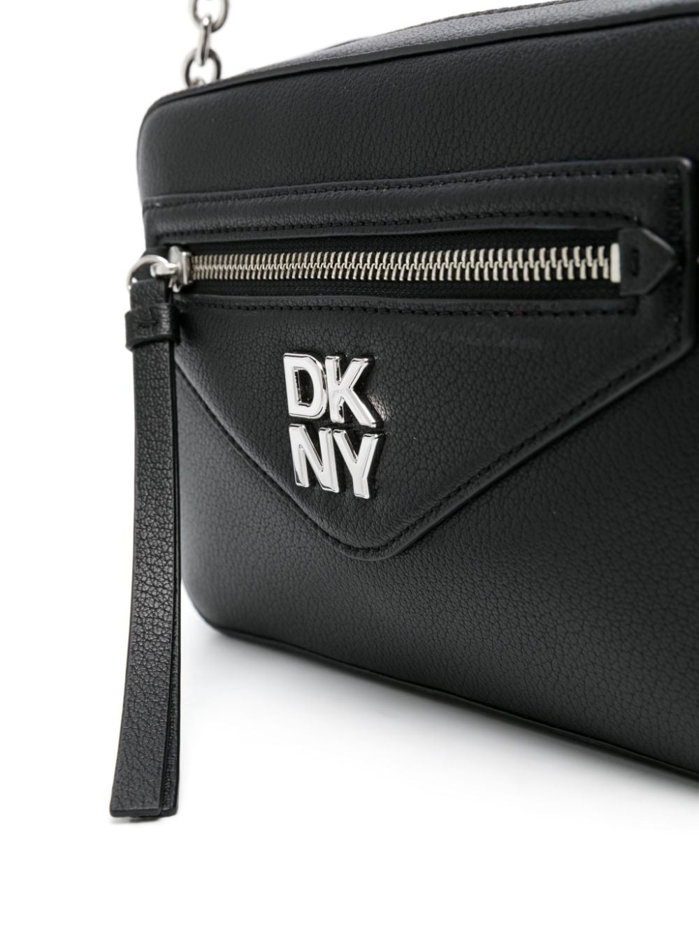Shop Dkny Greenpoint Leather Crossbody Bag In Black