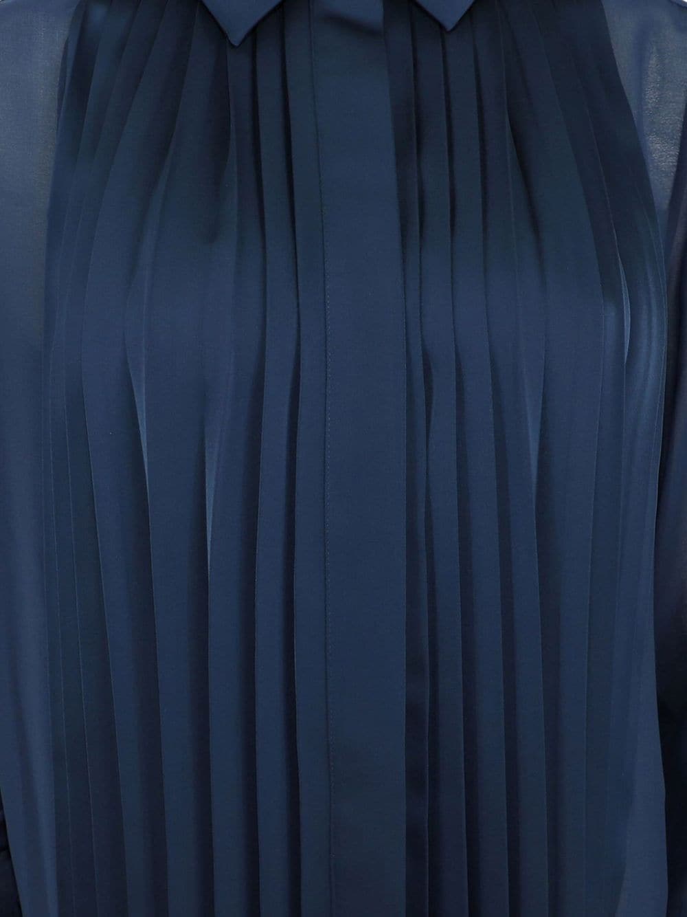 Shop Simkhai Vinka Pleated Long-sleeve Shirt In Blue