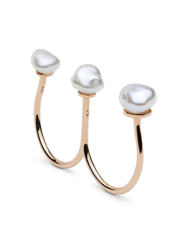 AUTORE MODA 9kt Rose Gold Sophia Pearl Ring Pink