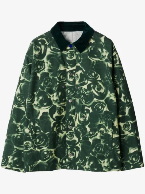 Burberry rose-print cotton shirt jacket