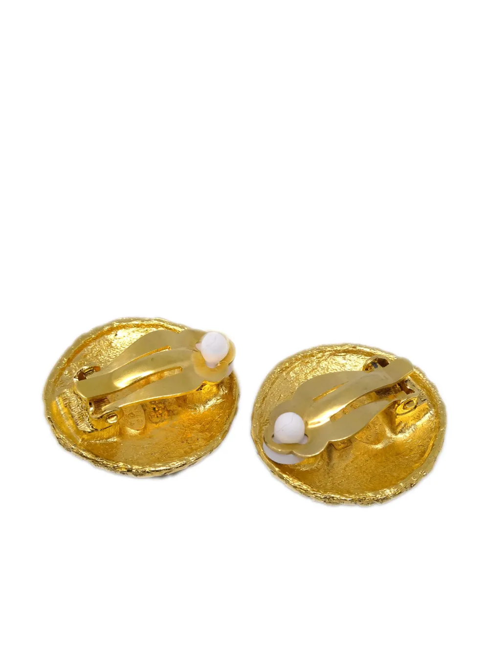 Pre-owned Chanel 1994 Cc Button Clip-on Earrings In Gold