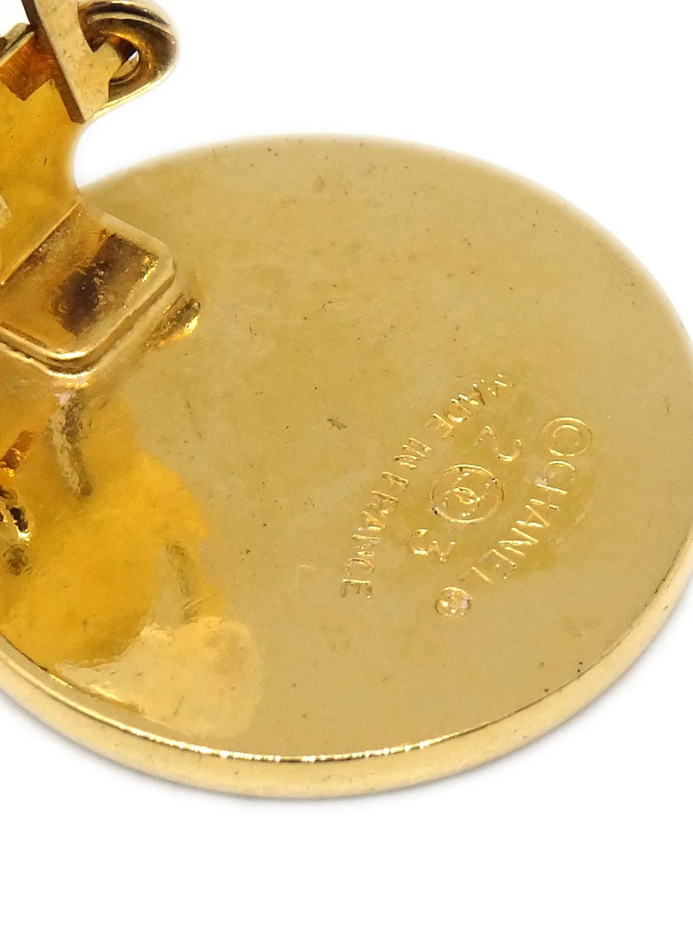 Pre-owned Chanel 1988 Bag Motif Clip-on Drop Earrings In Gold