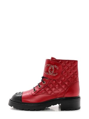 Chanel quilted sale leather combat boots