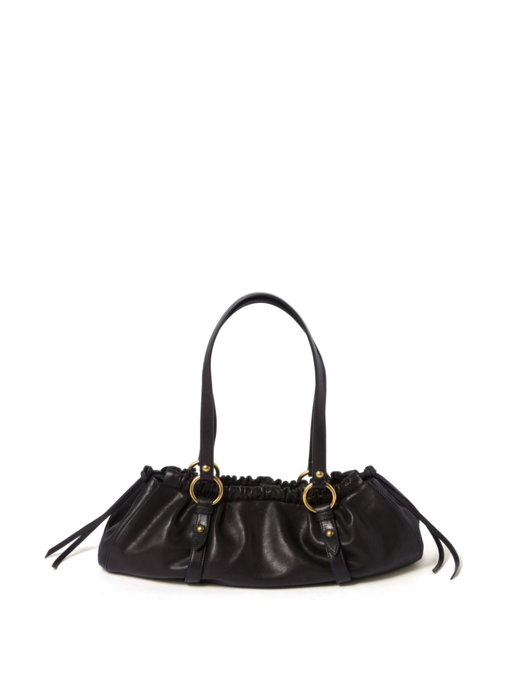 Shop Miu Miu Nappa Leather Shoulder Bag In Black