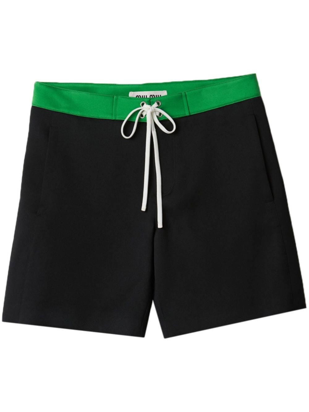 Miu Miu drawstring-fastening satin shorts - Nero
