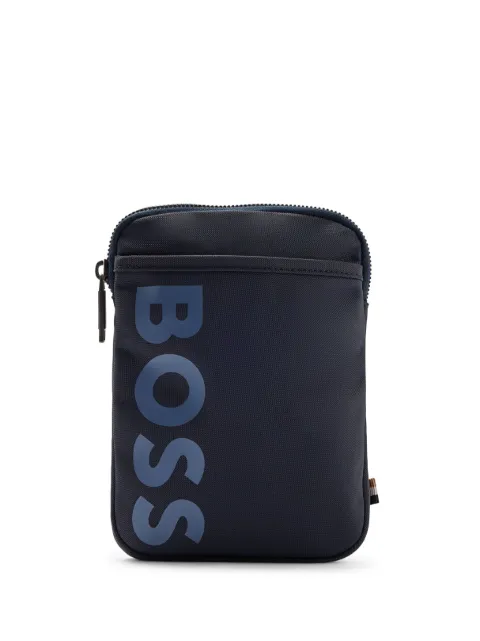 BOSS logo-print canvas crossbody bag
