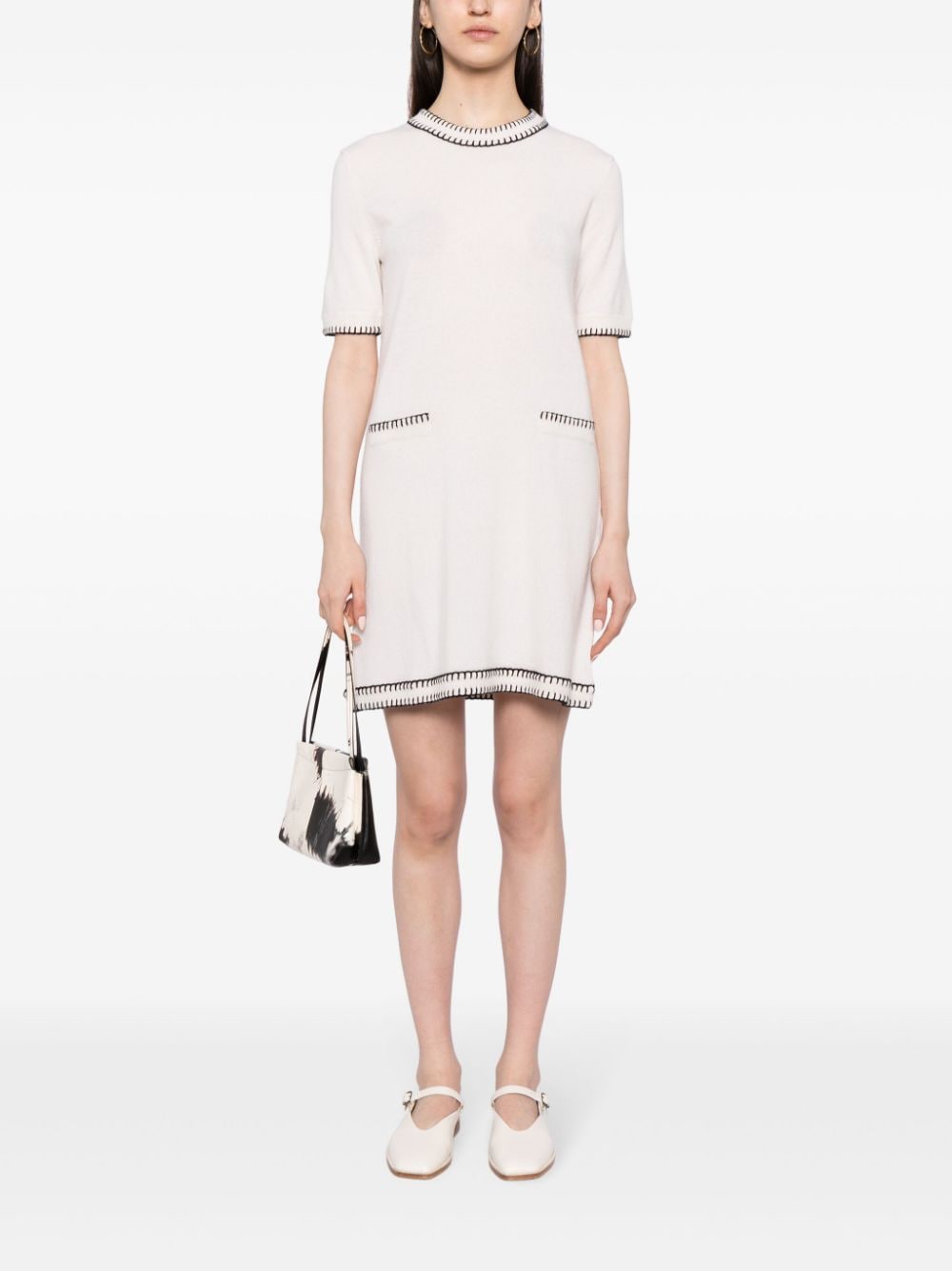 Lisa Yang Gebreide kasjmier mini-jurk Beige