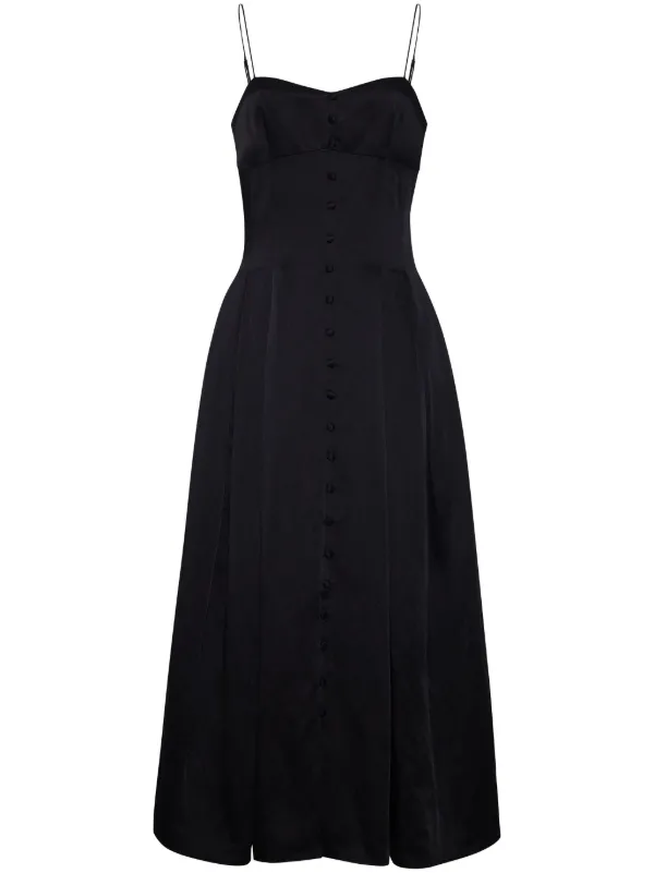 Adam Lippes Rickie Satin Midi Dress in Black