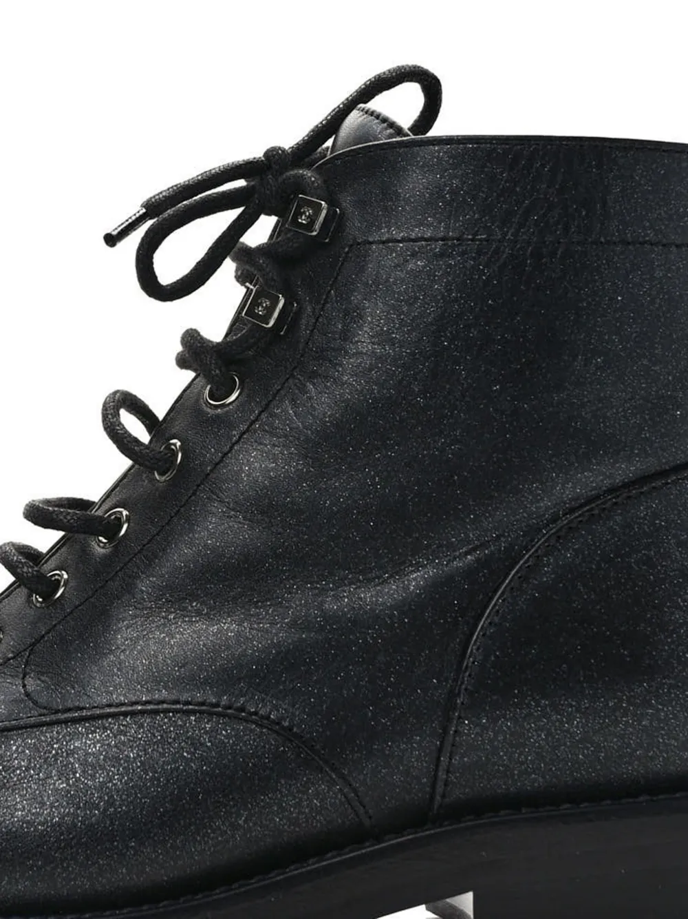 CHANEL Pre-Owned CC leren combat boots - Zwart