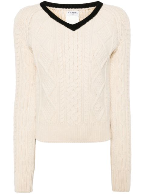 HOT SALE CHANEL 1996 cable-knit wool jumper Women