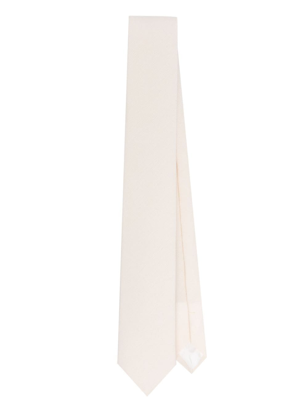 Saint Laurent Pointed-tip Faille Tie In White