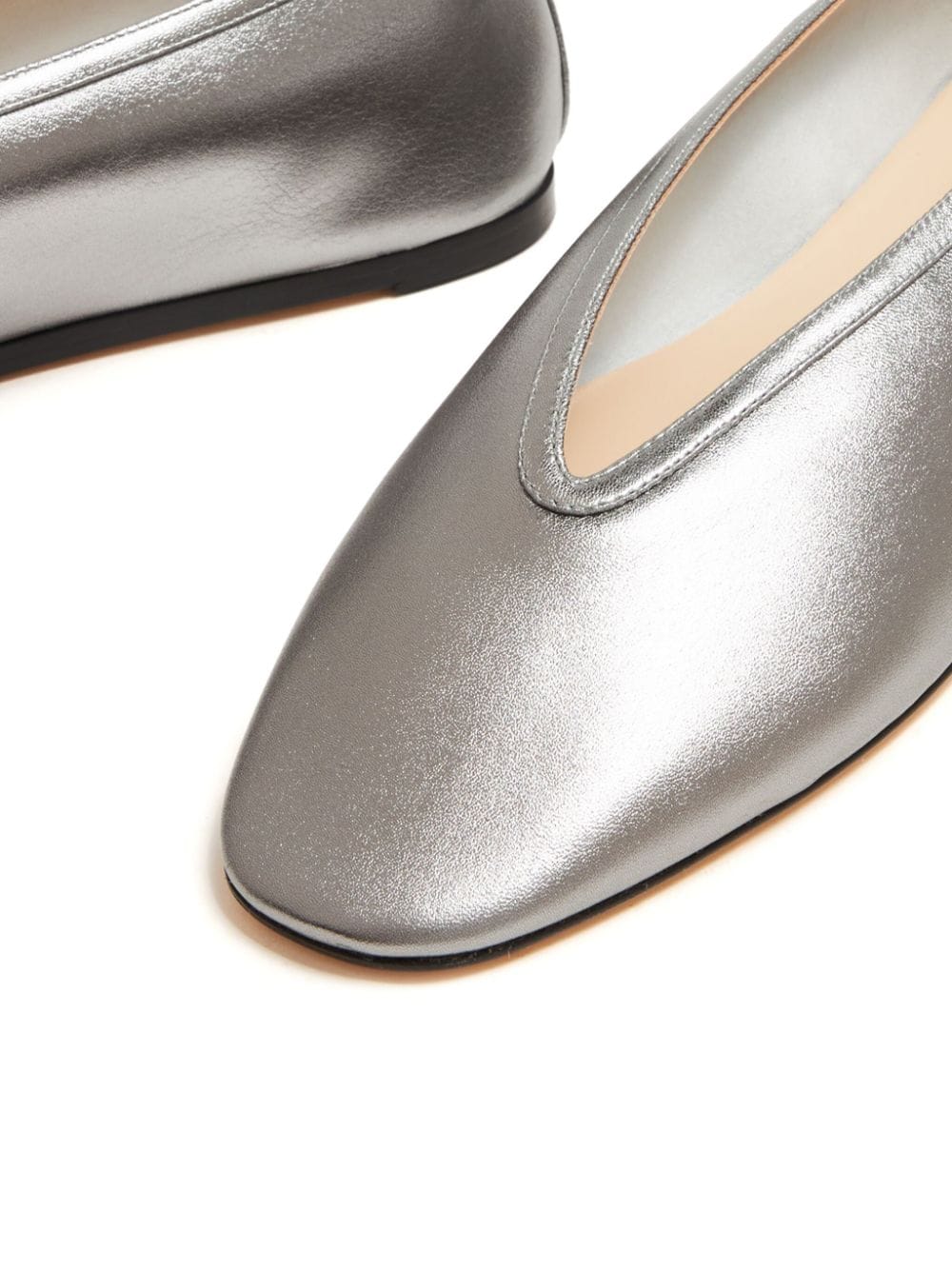 Shop Le Monde Beryl Luna Leather Ballerina Shoes In Silver