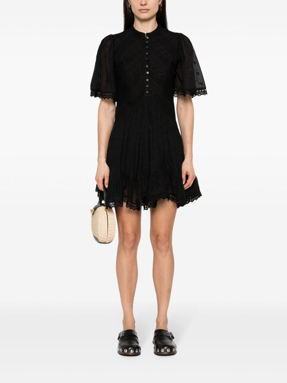 Shop Marant Etoile Slayae Broderie-anglaise Mini Dress In Black