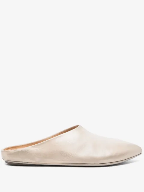 Marsèll mules Sfoglia de piel metalizada