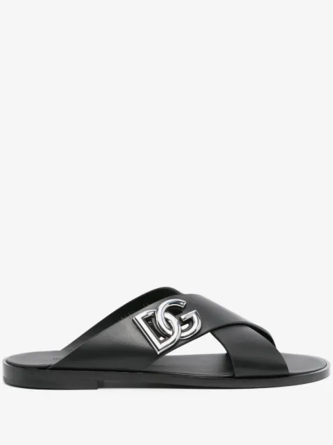 Dolce & Gabbana DG-logo皮质凉鞋