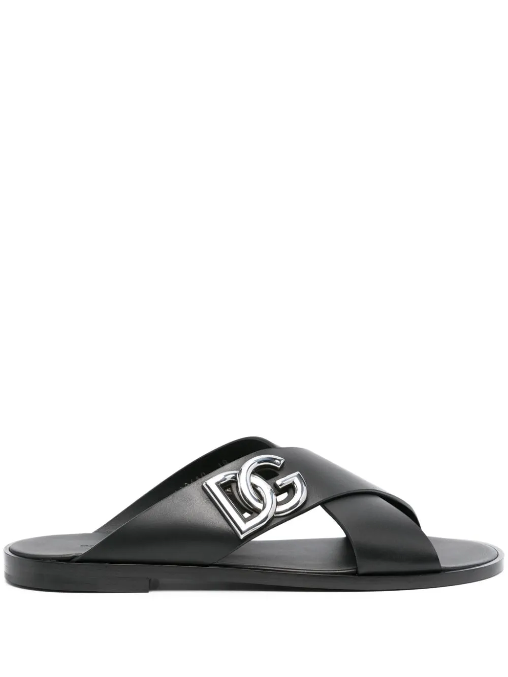 Shop Dolce & Gabbana Dg-logo Leather Sandals In Black