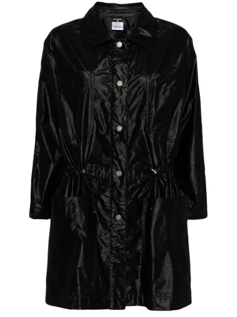 HOT SALE CHANEL 2000s single-breasted metallic coat Women