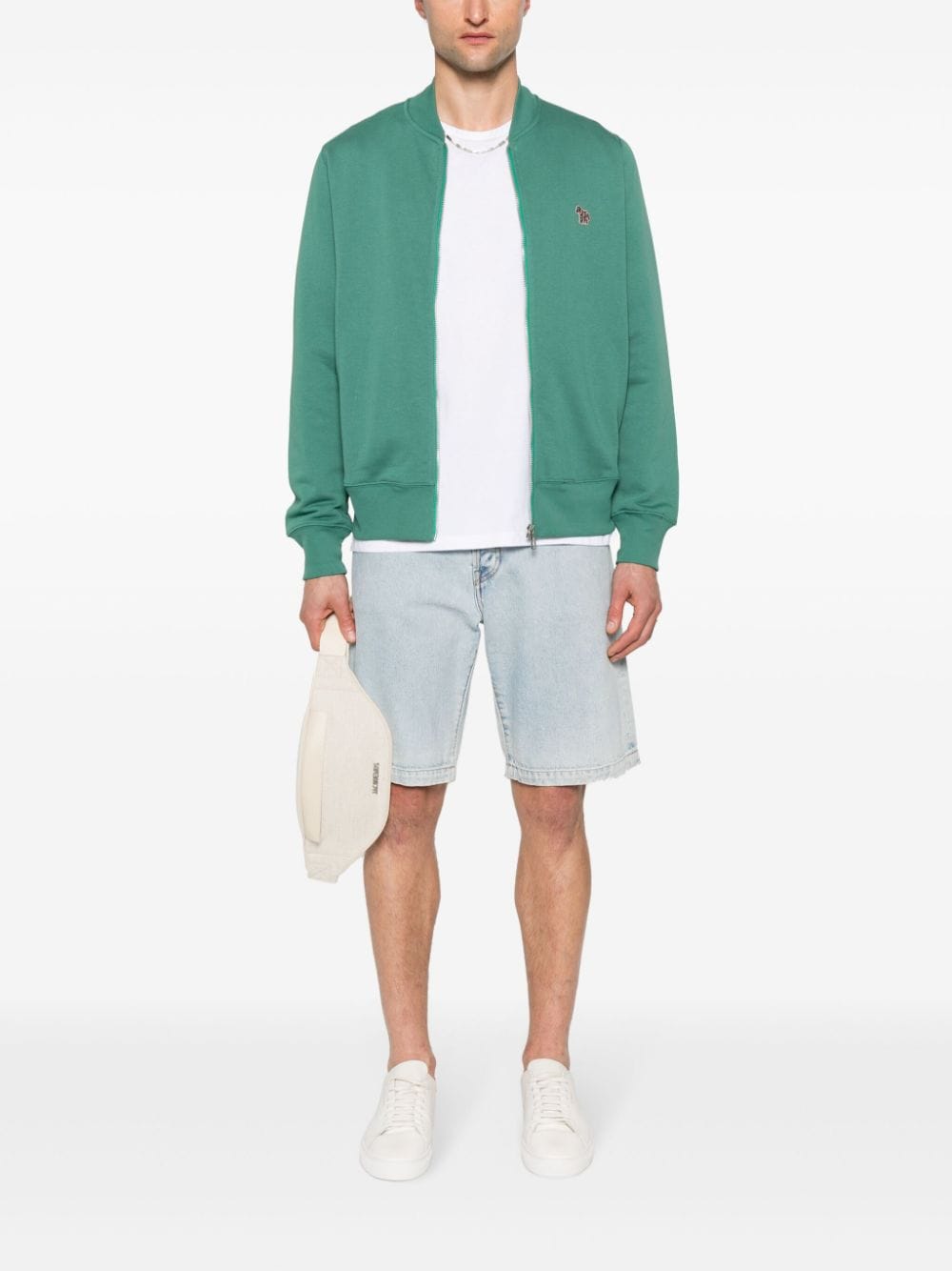 Shop Ps By Paul Smith Organic Cotton Zip-up Sweatshirt In Green
