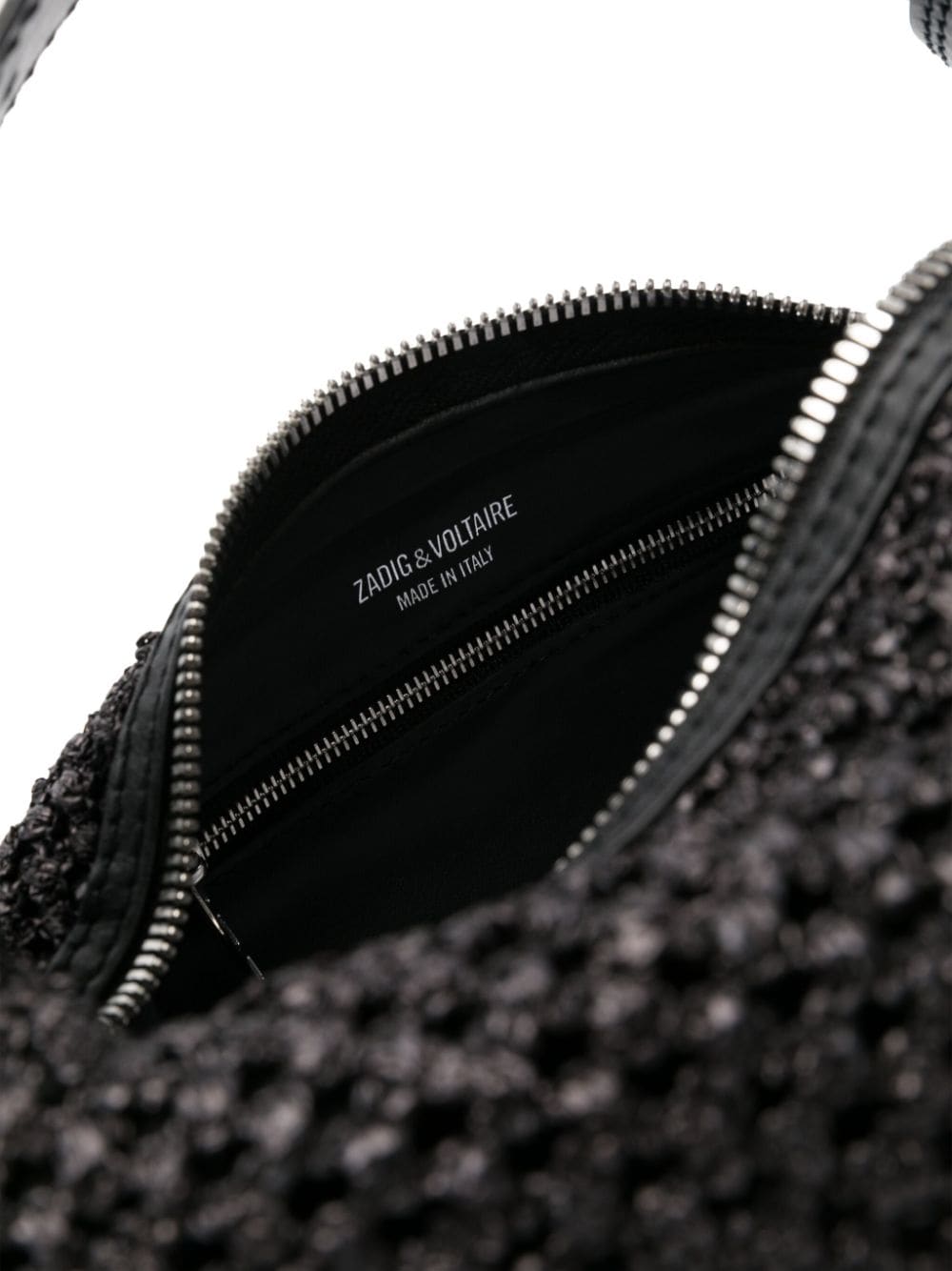 Shop Zadig & Voltaire Le Cecilia Woven Shoulder Bag In Black