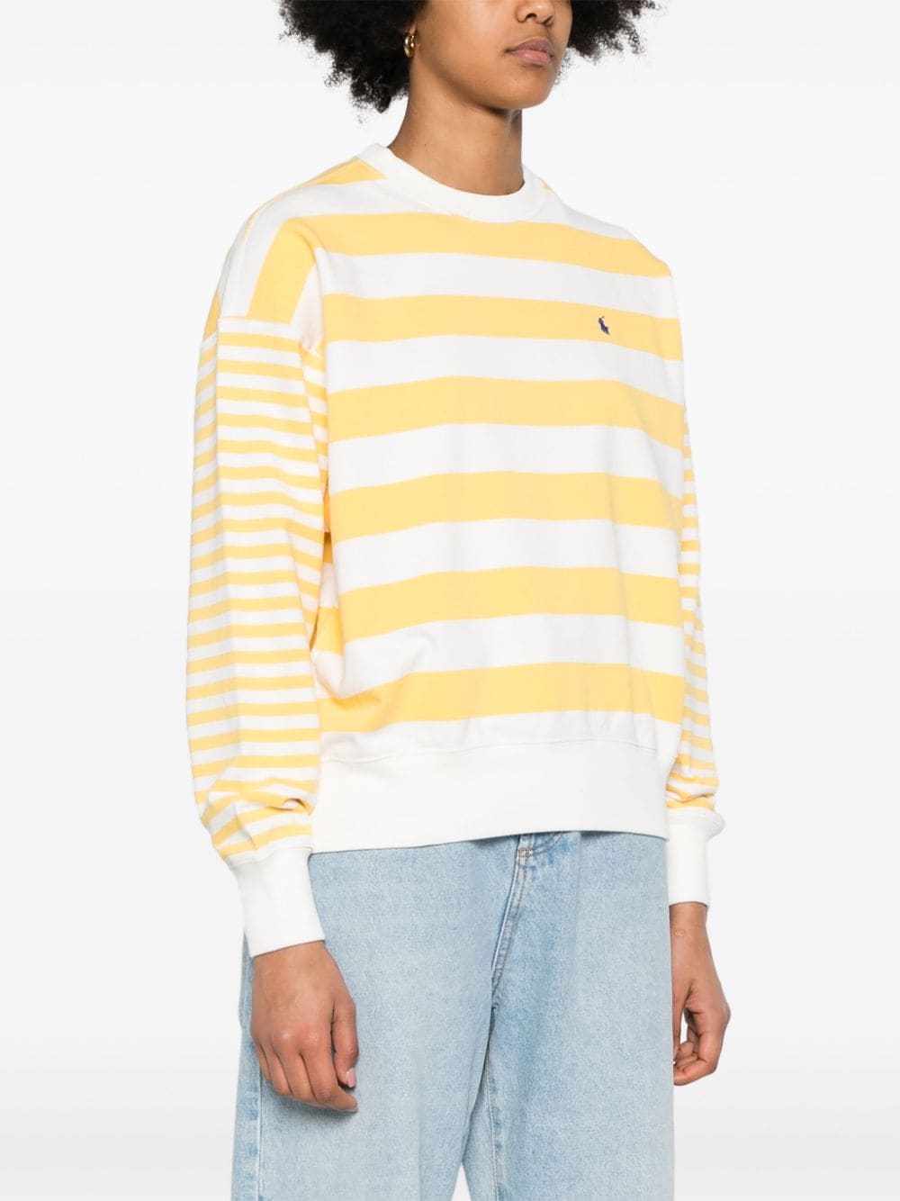 Shop Polo Ralph Lauren Polo Pony Striped Sweatshirt In Yellow