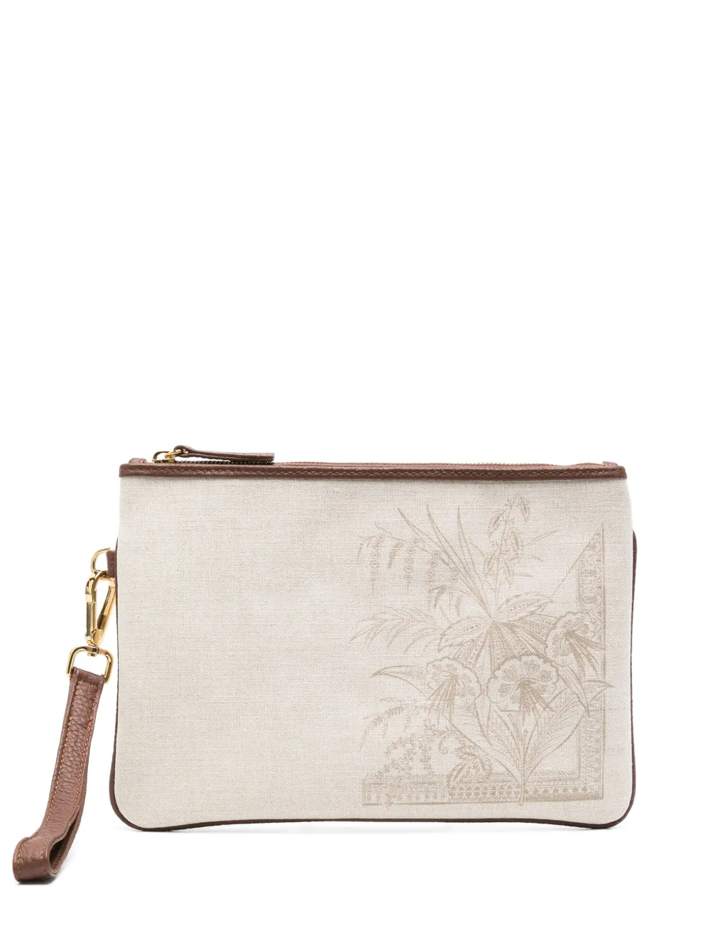 Eleventy floral-print canvas clutch bag | Neutrals | Image 1
