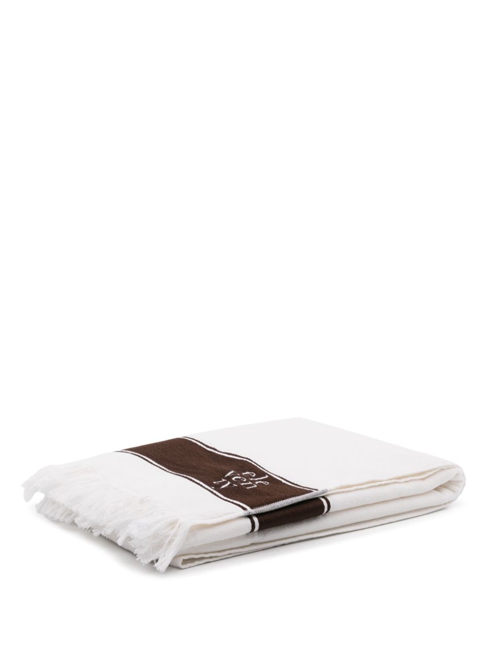 Eleventy Striped Cotton Beach Towel In White