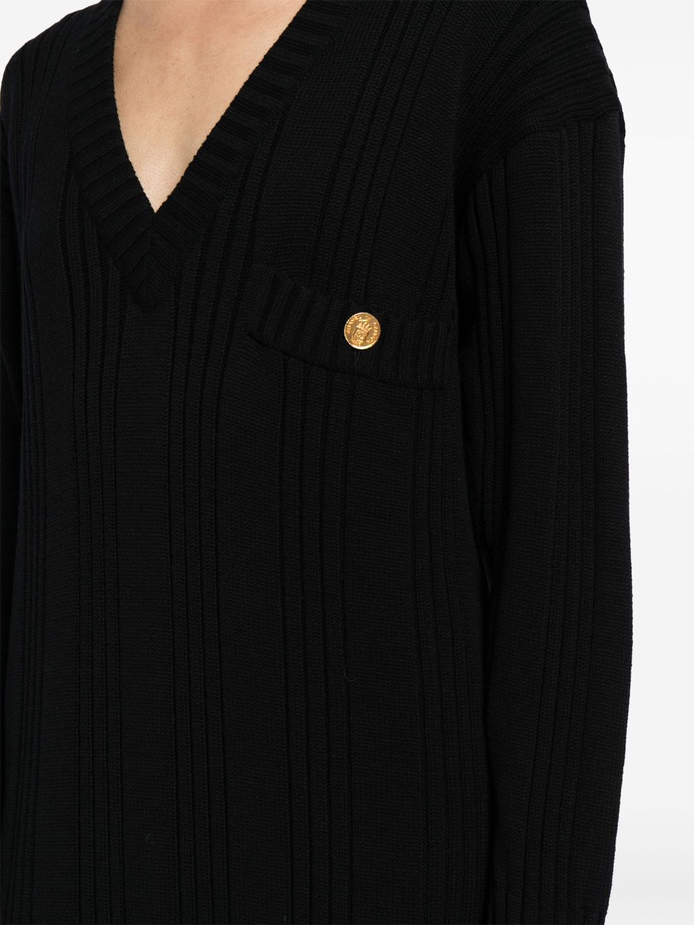 Affordable HOT SALE CHANEL 1990s long-sleeved ribbed wool knitted dress Women