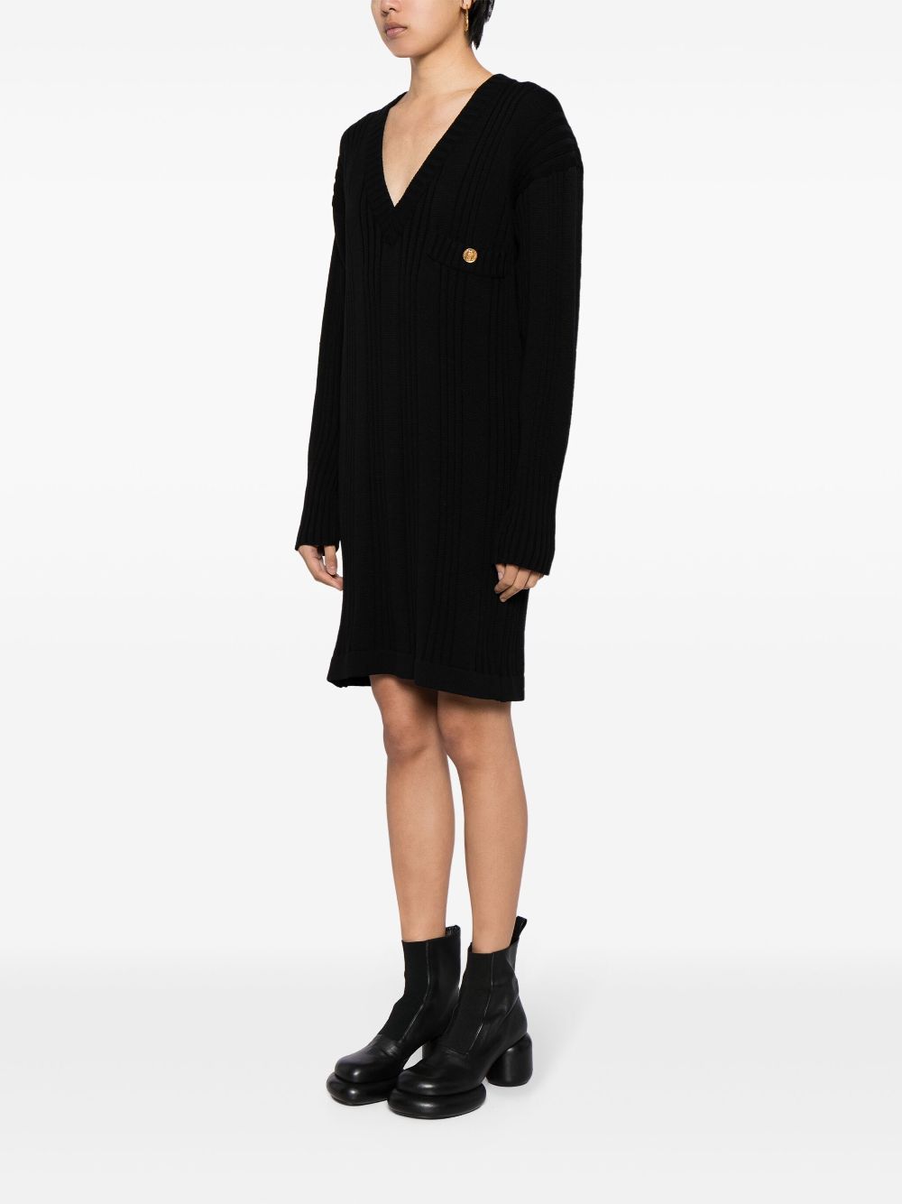 CHANEL 1990s long-sleeved ribbed wool knitted dress Women