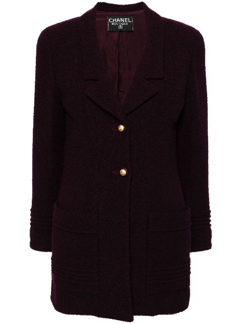 CHANEL 1990s single-breasted tweed coat Women