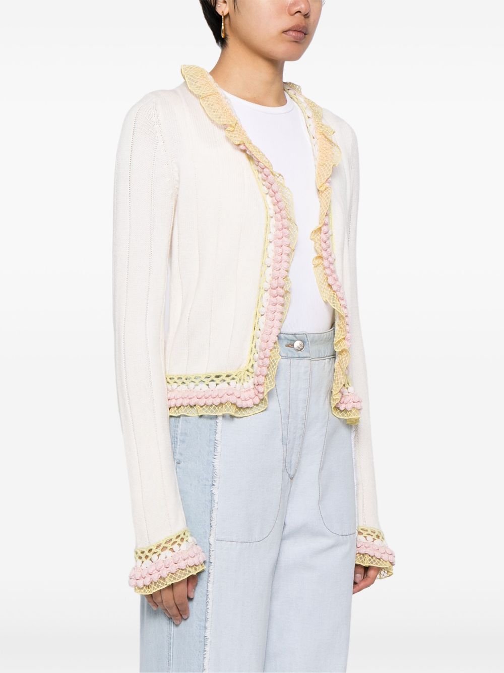 CHANEL 2000s ruffle-trimmed cashmere cardigan Women